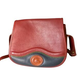 Vintage Dooney & Bourke Maroon Multi-color Leather Shoulder Bag Purse